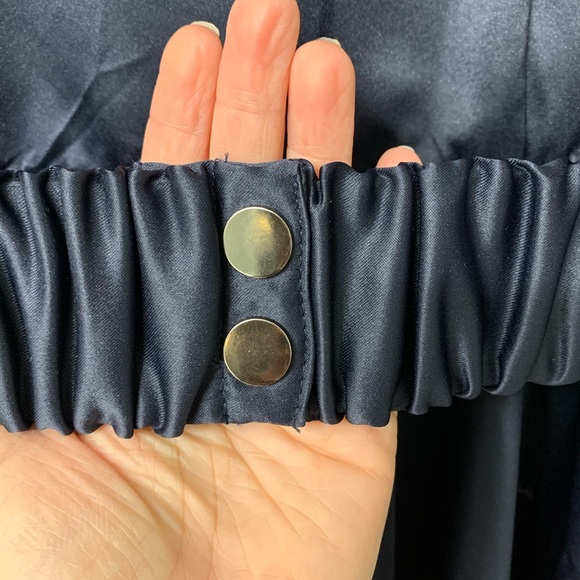 Dramatic navy satin coat - Picture 6 of 7